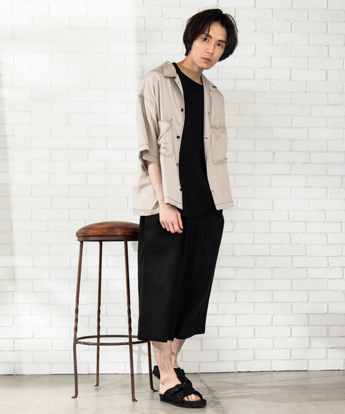 WEGO（ウィゴー）の「WEGO/麻レーヨンガウチョパンツ（スラックス・メンズ・ブラック/ベージュ/カーキ・SMALL/MEDIUM/LARGE）」の4枚目の写真