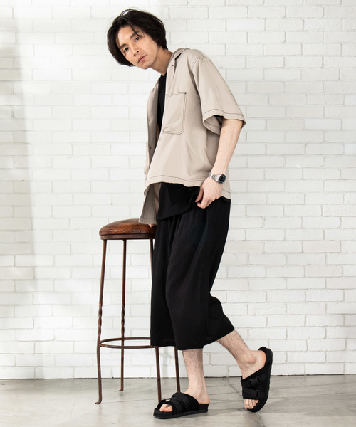 WEGO（ウィゴー）の「WEGO/麻レーヨンガウチョパンツ（スラックス・メンズ・ブラック/ベージュ/カーキ・SMALL/MEDIUM/LARGE）」の5枚目の写真