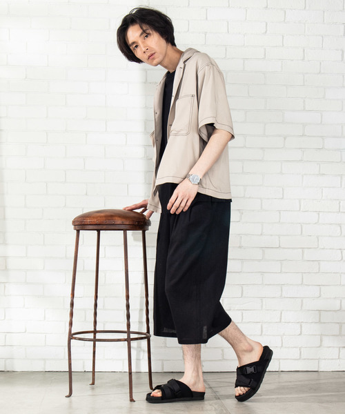 WEGO（ウィゴー）の「WEGO/麻レーヨンガウチョパンツ（スラックス・メンズ・ブラック/ベージュ/カーキ・SMALL/MEDIUM/LARGE）」の6枚目の写真