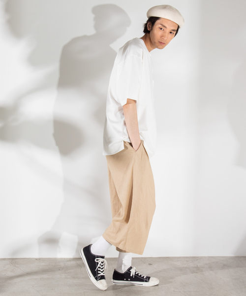 WEGO（ウィゴー）の「WEGO/麻レーヨンガウチョパンツ（スラックス・メンズ・ブラック/ベージュ/カーキ・SMALL/MEDIUM/LARGE）」の8枚目の写真