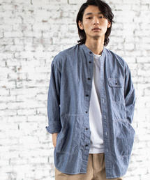 coen | ワークバンドカラーロングシャツ(シャツ/ブラウス)