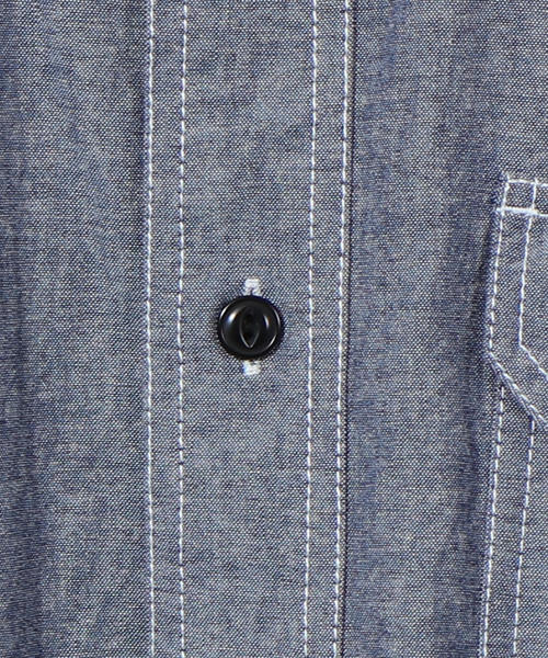 coen（コーエン）の「ワークバンドカラーロングオーバーシャツ（シャツ/ブラウス・メンズ・ネイビー/ホワイト・LARGE/X-LARGE/MEDIUM/SMALL）」の15枚目の写真