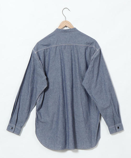 coen（コーエン）の「ワークバンドカラーロングオーバーシャツ（シャツ/ブラウス・メンズ・ネイビー/ホワイト・LARGE/X-LARGE/MEDIUM/SMALL）」の16枚目の写真