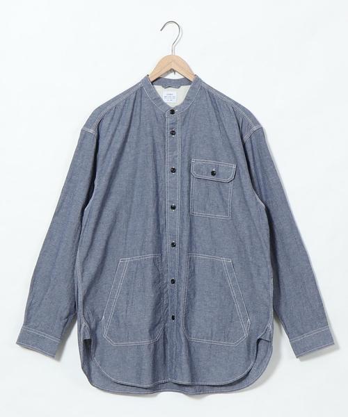 coen（コーエン）の「ワークバンドカラーロングオーバーシャツ（シャツ/ブラウス・メンズ・ネイビー/ホワイト・LARGE/X-LARGE/MEDIUM/SMALL）」の19枚目の写真