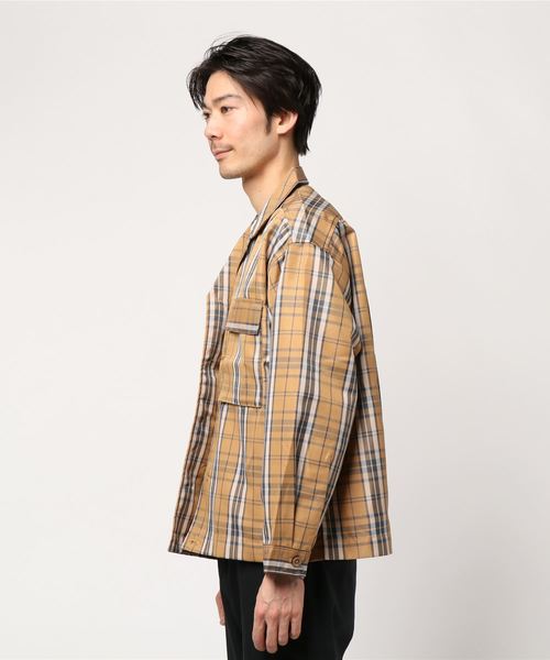 STYLEBLOCK（スタイルブロック）の「チェック柄ビッグシルエットオープンカラーワークシャツ（その他アウター・メンズ・ホワイト/ベージュ/ブラウン系その他/ブラウン系その他2・M/L/LL）」の5枚目の写真
