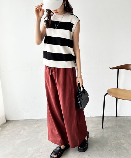 GeeRA(ジーラ)の「夏にぴったり!リネン入りワイドイージーパンツ(その他パンツ・レディース・カーキ/ブラック/モカ/ナチュラル/ブラウン/オレンジ/ブルー・MEDIUM/X-LARGE/SMALL/XX-LARGE/LARGE)」の15枚目の写真