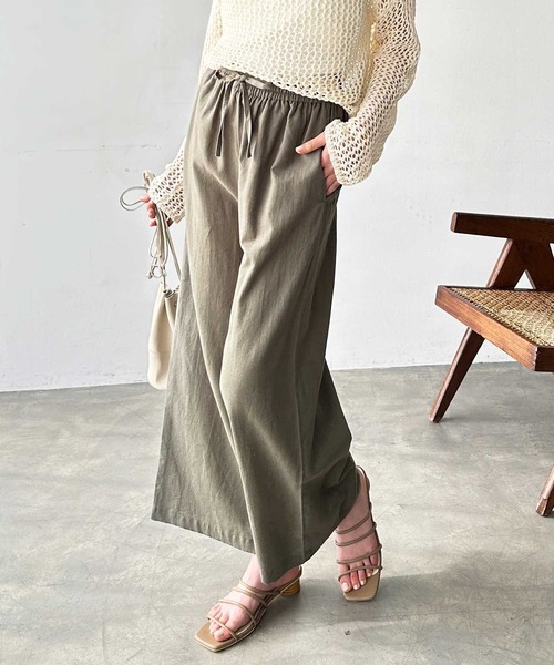 GeeRA(ジーラ)の「夏にぴったり!リネン入りワイドイージーパンツ(その他パンツ・レディース・カーキ/ブラック/モカ/ナチュラル/ブラウン/オレンジ/ブルー・MEDIUM/X-LARGE/SMALL/XX-LARGE/LARGE)」の19枚目の写真