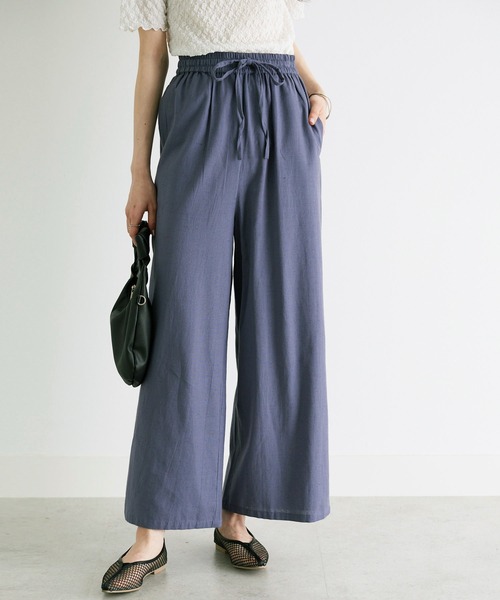 GeeRA(ジーラ)の「夏にぴったり!リネン入りワイドイージーパンツ(その他パンツ・レディース・カーキ/ブラック/モカ/ナチュラル/ブラウン/オレンジ/ブルー・MEDIUM/X-LARGE/SMALL/XX-LARGE/LARGE)」の16枚目の写真