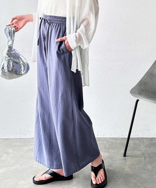 GeeRA(ジーラ)の「夏にぴったり!リネン入りワイドイージーパンツ(その他パンツ・レディース・カーキ/ブラック/モカ/ナチュラル/ブラウン/オレンジ/ブルー・MEDIUM/X-LARGE/SMALL/XX-LARGE/LARGE)」の17枚目の写真