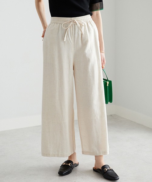 GeeRA(ジーラ)の「夏にぴったり!リネン入りワイドイージーパンツ(その他パンツ・レディース・カーキ/ブラック/モカ/ナチュラル/ブラウン/オレンジ/ブルー・MEDIUM/X-LARGE/SMALL/XX-LARGE/LARGE)」の20枚目の写真