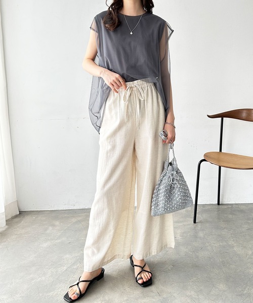 GeeRA(ジーラ)の「夏にぴったり!リネン入りワイドイージーパンツ(その他パンツ・レディース・カーキ/ブラック/モカ/ナチュラル/ブラウン/オレンジ/ブルー・MEDIUM/X-LARGE/SMALL/XX-LARGE/LARGE)」の21枚目の写真