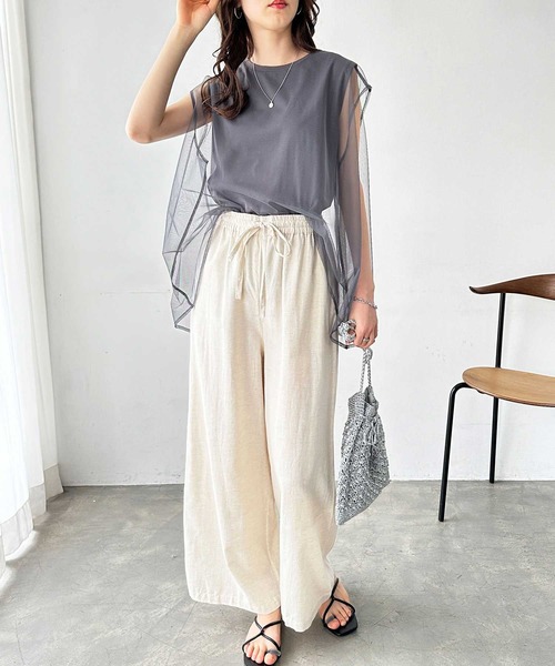 GeeRA(ジーラ)の「夏にぴったり!リネン入りワイドイージーパンツ(その他パンツ・レディース・カーキ/ブラック/モカ/ナチュラル/ブラウン/オレンジ/ブルー・MEDIUM/X-LARGE/SMALL/XX-LARGE/LARGE)」の22枚目の写真