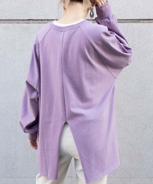 Riberry（リベリー）の「バックスリットオーバーサイズラグランスリーブロンT（Tシャツ/カットソー・レディース・ブラック/ベージュ/オフホワイト/ラベンダー/グリーン系その他/カーキ/ライトパープル/モカ/ブルー/スミクロ・FREE）」の9枚目の写真