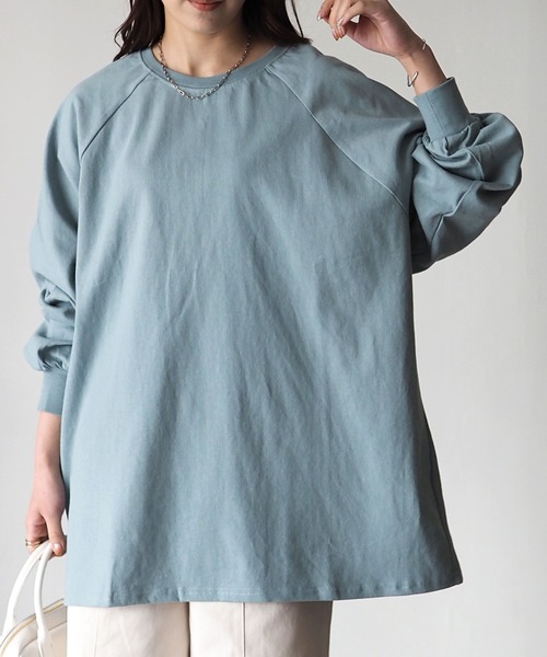 Riberry（リベリー）の「バックスリットオーバーサイズラグランスリーブロンT（Tシャツ/カットソー・レディース・ブラック/ベージュ/オフホワイト/ラベンダー/グリーン系その他/カーキ/ライトパープル/モカ/ブルー/スミクロ・FREE）」の21枚目の写真