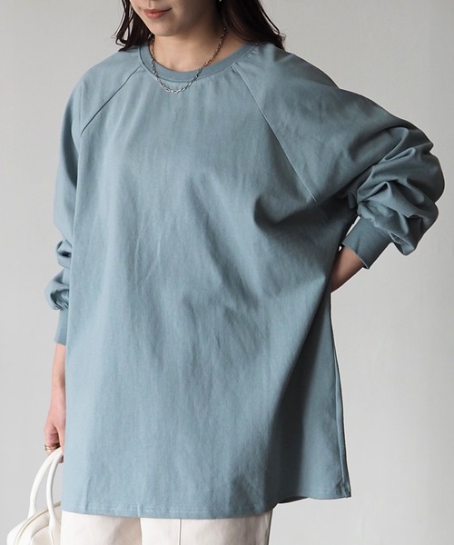 Riberry（リベリー）の「バックスリットオーバーサイズラグランスリーブロンT（Tシャツ/カットソー・レディース・ブラック/ベージュ/オフホワイト/ラベンダー/グリーン系その他/カーキ/ライトパープル/モカ/ブルー/スミクロ・FREE）」の20枚目の写真