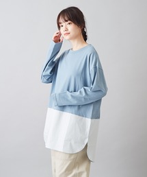 CUBE SUGAR（キューブシュガー）の「OE天竺 裾切替 ロング Tシャツ（Tシャツ/カットソー）」