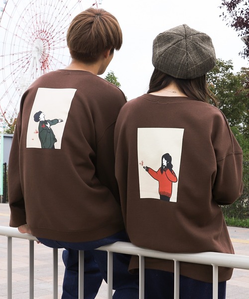 PairPair(ペアペア)の「きゅん撃ち合わせ絵スウェット(ユニセックス)(スウェット・レディース・カーキ/ブラウン/ベージュ/ブラウン系その他/ベージュ系その他/ブラック系その他/スミクロ/グリーン系その他・FREE)」の3枚目の写真