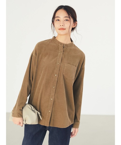 CRAFT STANDARD BOUTIQUE(クラフトスタンダードブティック)の「バンドカラー細コーデュロイシャツ●*(シャツ/ブラウス・レディース・ベージュ/ネイビー/キャメル/アイボリー・M/L)」の11枚目の写真