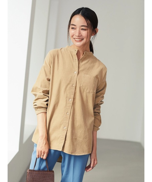 CRAFT STANDARD BOUTIQUE(クラフトスタンダードブティック)の「バンドカラー細コーデュロイシャツ●*(シャツ/ブラウス・レディース・ベージュ/ネイビー/キャメル/アイボリー・M/L)」の15枚目の写真