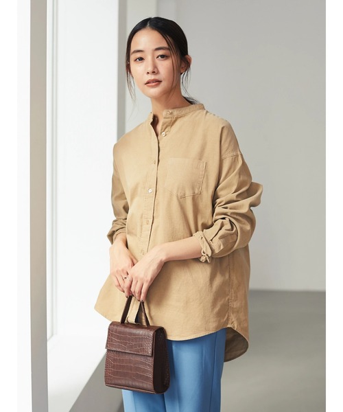 CRAFT STANDARD BOUTIQUE(クラフトスタンダードブティック)の「バンドカラー細コーデュロイシャツ●*(シャツ/ブラウス・レディース・ベージュ/ネイビー/キャメル/アイボリー・M/L)」の9枚目の写真