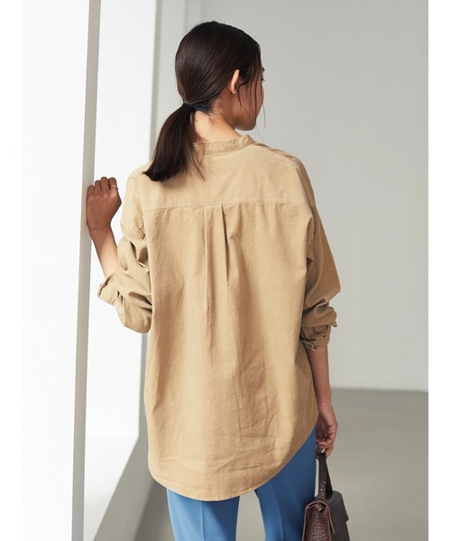 CRAFT STANDARD BOUTIQUE(クラフトスタンダードブティック)の「バンドカラー細コーデュロイシャツ●*(シャツ/ブラウス・レディース・ベージュ/ネイビー/キャメル/アイボリー・M/L)」の5枚目の写真