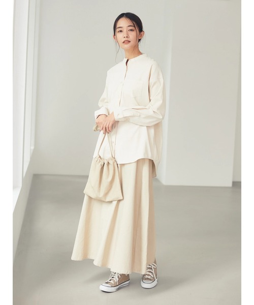 CRAFT STANDARD BOUTIQUE(クラフトスタンダードブティック)の「バンドカラー細コーデュロイシャツ●*(シャツ/ブラウス・レディース・ベージュ/ネイビー/キャメル/アイボリー・M/L)」の14枚目の写真