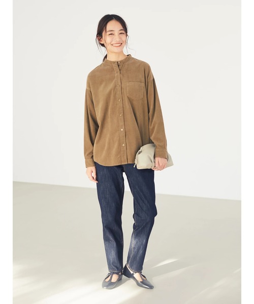 CRAFT STANDARD BOUTIQUE(クラフトスタンダードブティック)の「バンドカラー細コーデュロイシャツ●*(シャツ/ブラウス・レディース・ベージュ/ネイビー/キャメル/アイボリー・M/L)」の13枚目の写真