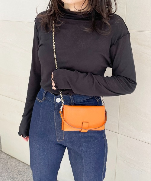 Meli rich（メリーリッチ）の「程よい透け感。プチハイネックシアープルオーバー（Tシャツ/カットソー・レディース・ブラック/アイボリー/ブルー/オフホワイト/ブラック系その他・FREE/MEDIUM）」の8枚目の写真