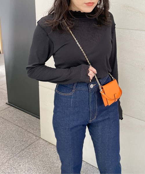 Meli rich（メリーリッチ）の「程よい透け感。プチハイネックシアープルオーバー（Tシャツ/カットソー・レディース・ブラック/アイボリー/ブルー/オフホワイト/ブラック系その他・FREE/MEDIUM）」の11枚目の写真