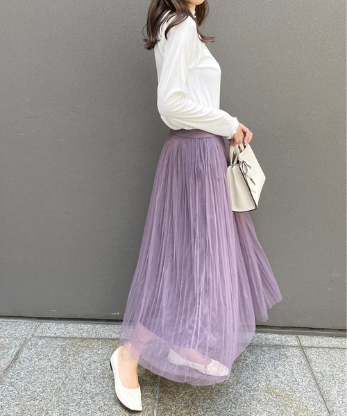 Meli rich（メリーリッチ）の「程よい透け感。プチハイネックシアープルオーバー（Tシャツ/カットソー・レディース・ブラック/アイボリー/ブルー/オフホワイト/ブラック系その他・FREE/MEDIUM）」の18枚目の写真