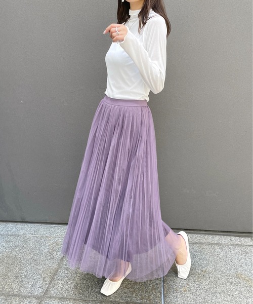 Meli rich（メリーリッチ）の「程よい透け感。プチハイネックシアープルオーバー（Tシャツ/カットソー・レディース・ブラック/アイボリー/ブルー/オフホワイト/ブラック系その他・FREE/MEDIUM）」の19枚目の写真