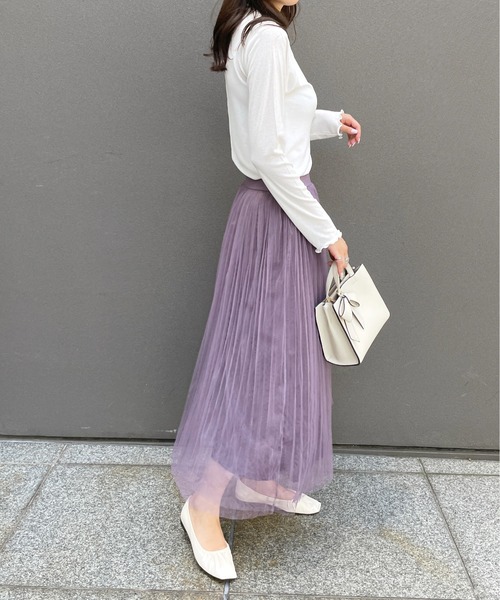 Meli rich（メリーリッチ）の「程よい透け感。プチハイネックシアープルオーバー（Tシャツ/カットソー・レディース・ブラック/アイボリー/ブルー/オフホワイト/ブラック系その他・FREE/MEDIUM）」の20枚目の写真