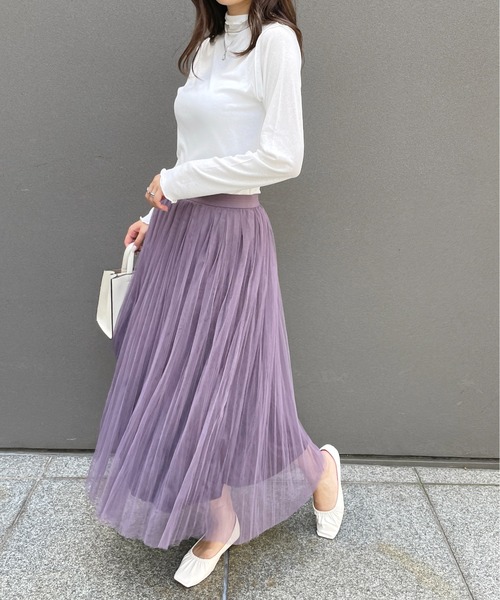 Meli rich（メリーリッチ）の「程よい透け感。プチハイネックシアープルオーバー（Tシャツ/カットソー・レディース・ブラック/アイボリー/ブルー/オフホワイト/ブラック系その他・FREE/MEDIUM）」の21枚目の写真