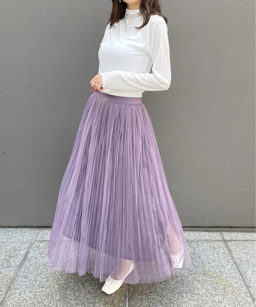 Meli rich（メリーリッチ）の「程よい透け感。プチハイネックシアープルオーバー（Tシャツ/カットソー・レディース・ブラック/アイボリー/ブルー/オフホワイト/ブラック系その他・FREE/MEDIUM）」の22枚目の写真