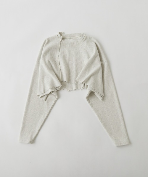 WHO'S WHO gallery（フーズフーギャラリー）の「リブデザインショートトップス（Tシャツ/カットソー・レディース・ライトグレー/ブラック/ベージュ系その他・FREE）」の9枚目の写真