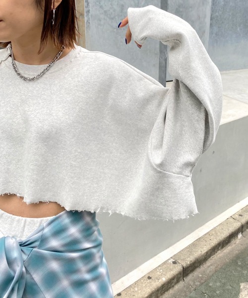 WHO'S WHO gallery（フーズフーギャラリー）の「リブデザインショートトップス（Tシャツ/カットソー・レディース・ライトグレー/ブラック/ベージュ系その他・FREE）」の22枚目の写真