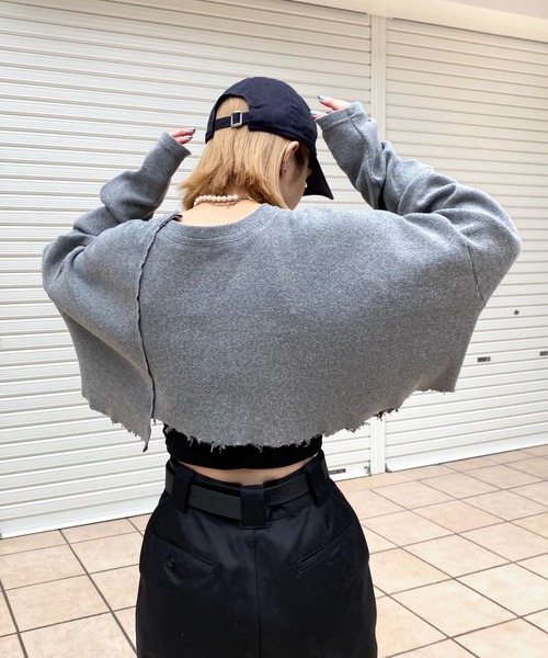 WHO'S WHO gallery（フーズフーギャラリー）の「リブデザインショートトップス（Tシャツ/カットソー・レディース・ライトグレー/ブラック/ベージュ系その他・FREE）」の6枚目の写真