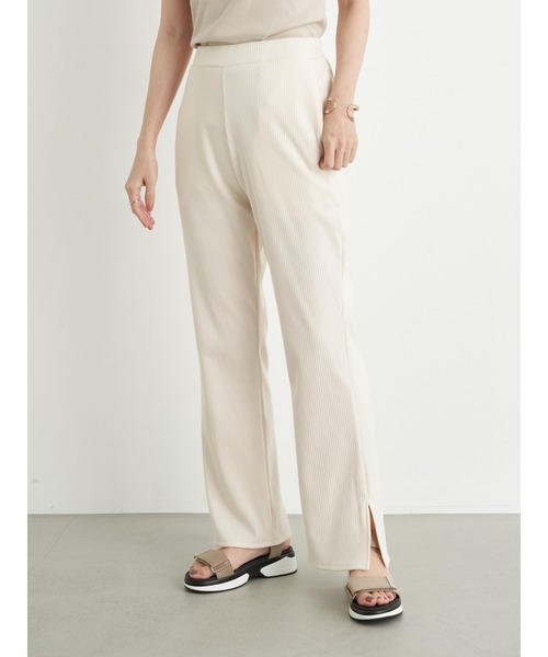 earth music&ecology（アースミュージックアンドエコロジー）の「リブストレートパンツ ＊（その他パンツ・レディース・チャコールグレー/アイボリー/ベージュ・FREE）」の12枚目の写真