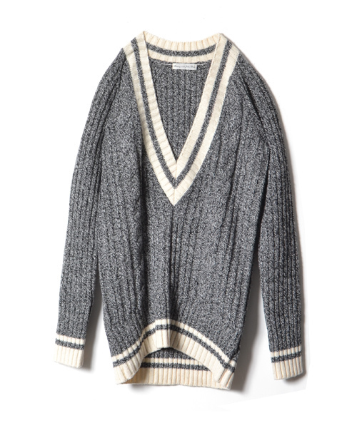 AMERICAN RAG CIE(アメリカンラグシー)の「【オンライン限定】深Vチルデンニット/209-LAN-L142W-B3806(ニット/セーター・レディース・オフホワイト/グレー/ネイビー・FREE)」の7枚目の写真