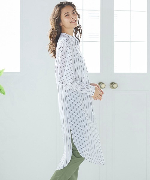 Willful by lipstar（ウィルフル バイ リップスター）の「バックベルトストライプシャツワンピース（ワンピース・レディース・ダークベージュ/パープル系その他/アイボリー・M）」の15枚目の写真