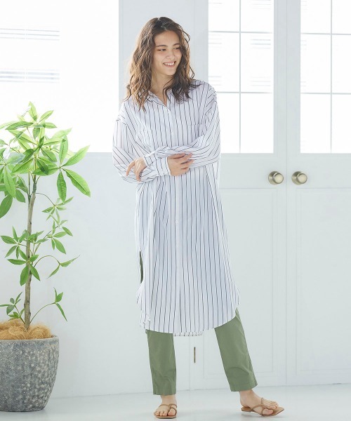 Willful by lipstar（ウィルフル バイ リップスター）の「バックベルトストライプシャツワンピース（ワンピース・レディース・ダークベージュ/パープル系その他/アイボリー・M）」の19枚目の写真