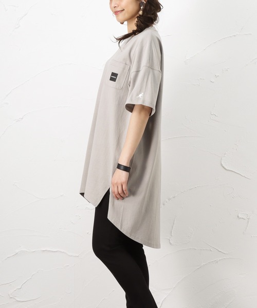 KANGOL(カンゴール)の「KANGOL カンゴール ポケット付き コクーンシルエットチュニック(Tシャツ/カットソー・レディース・ライトグレー/チャコール/ホワイト・フリー)」の18枚目の写真