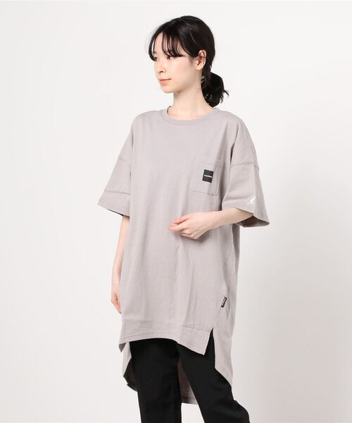 KANGOL(カンゴール)の「KANGOL カンゴール ポケット付き コクーンシルエットチュニック(Tシャツ/カットソー・レディース・ライトグレー/チャコール/ホワイト・フリー)」の8枚目の写真