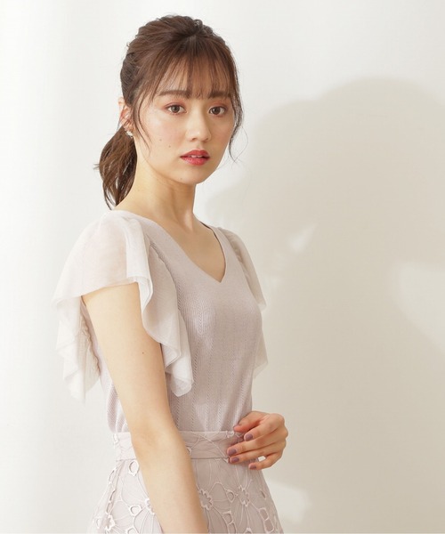 PROPORTION BODY DRESSING（プロポーションボディドレッシング）の「【堀田茜さん着用 美人百花6月号 掲載商品】チュールスリーブニット / 1211270500（ニット/セーター・レディース・グレー/ダークグレー/ワイン・FREE）」の11枚目の写真