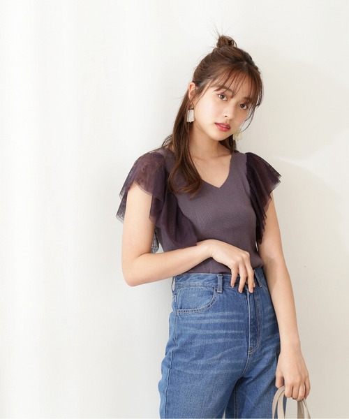 PROPORTION BODY DRESSING（プロポーションボディドレッシング）の「【堀田茜さん着用 美人百花6月号 掲載商品】チュールスリーブニット / 1211270500（ニット/セーター・レディース・グレー/ダークグレー/ワイン・FREE）」の16枚目の写真