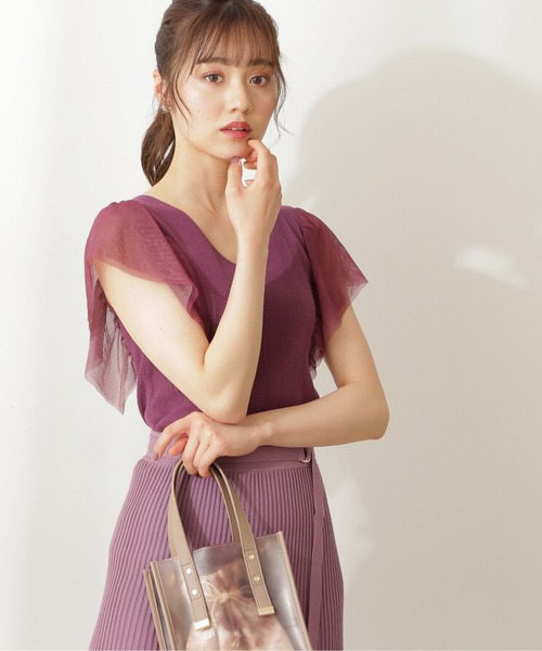 PROPORTION BODY DRESSING（プロポーションボディドレッシング）の「【堀田茜さん着用 美人百花6月号 掲載商品】チュールスリーブニット / 1211270500（ニット/セーター・レディース・グレー/ダークグレー/ワイン・FREE）」の15枚目の写真