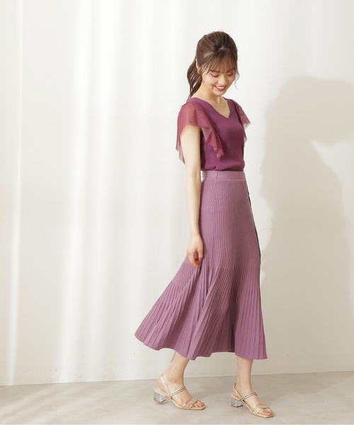 PROPORTION BODY DRESSING（プロポーションボディドレッシング）の「【堀田茜さん着用 美人百花6月号 掲載商品】チュールスリーブニット / 1211270500（ニット/セーター・レディース・グレー/ダークグレー/ワイン・FREE）」の8枚目の写真