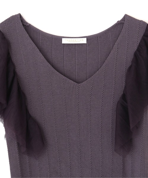 PROPORTION BODY DRESSING（プロポーションボディドレッシング）の「【堀田茜さん着用 美人百花6月号 掲載商品】チュールスリーブニット / 1211270500（ニット/セーター・レディース・グレー/ダークグレー/ワイン・FREE）」の7枚目の写真