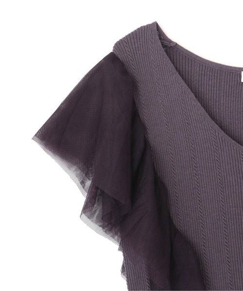 PROPORTION BODY DRESSING（プロポーションボディドレッシング）の「【堀田茜さん着用 美人百花6月号 掲載商品】チュールスリーブニット / 1211270500（ニット/セーター・レディース・グレー/ダークグレー/ワイン・FREE）」の5枚目の写真