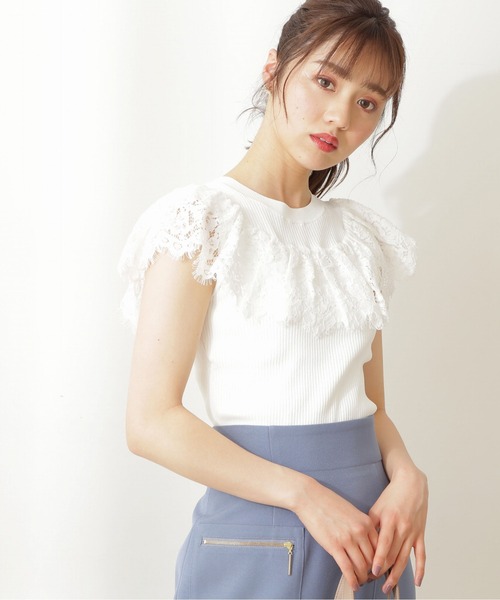 PROPORTION BODY DRESSING(プロポーションボディドレッシング)の「フレアレースリブニット / 1211170509(ニット/セーター・レディース・ブラック/ブルー/ホワイト系その他・SMALL/MEDIUM)」の2枚目の写真